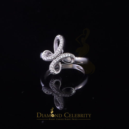 DiamondCelebritees Diamond Celbrity Cubic Zirconia 0.20ct White Silver Set Womens Cross Ring Size 7