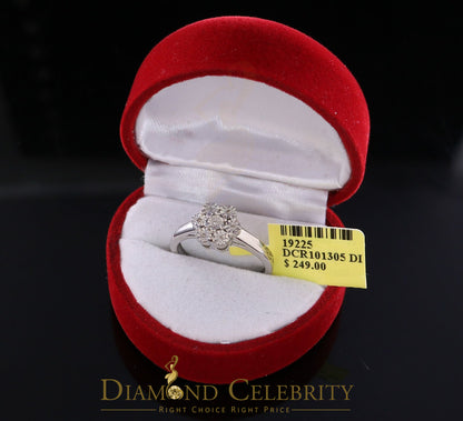 DiamondCelebritees 0.05 CT Real Diamond 925 Sterling Silver White Luxury Womens Floral Ring Size 7