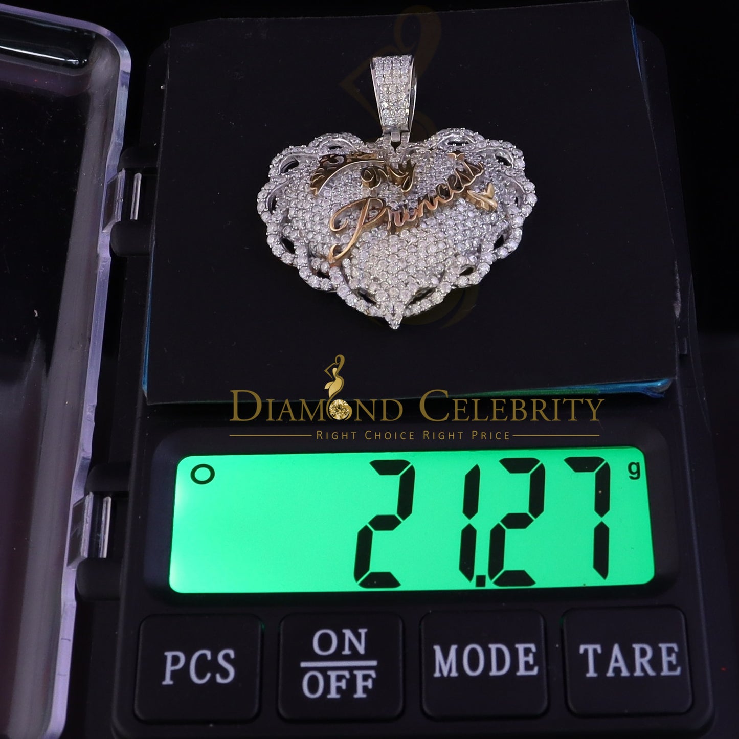 Diamondcelebritees  Celebrities 925 Silver White "MY PRINCESS" Heart Pendant 6.00ct Real Moissanite