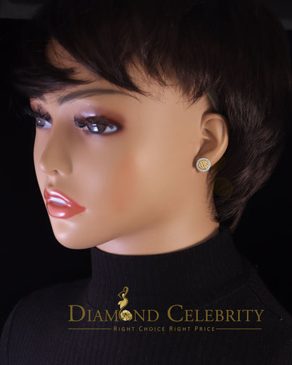 DiamondCelebritees 1.50ct Moissanite Yellow 925 Sterling Silver Women's Circle Shape Nugget Earring