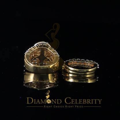 DiamondCelebritees Yellow Silver 14.00ct Cubic Zirconia Ring Multi Row Bridal Womens Ring Size 8