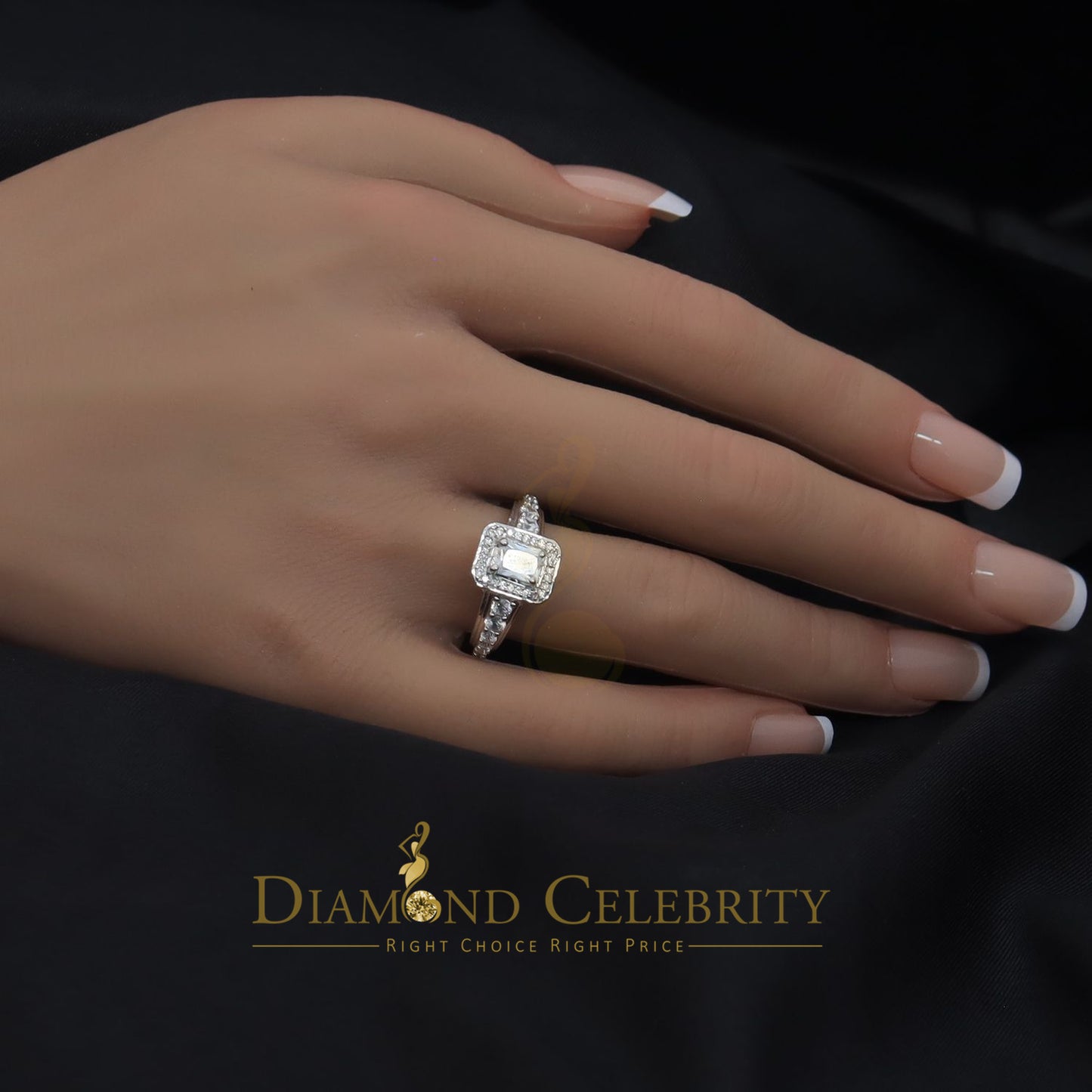 DiamondCelebritees Iced Out White 3.50ct Cubic Zirconia 925 Silver Square Engagement Rings Size 7