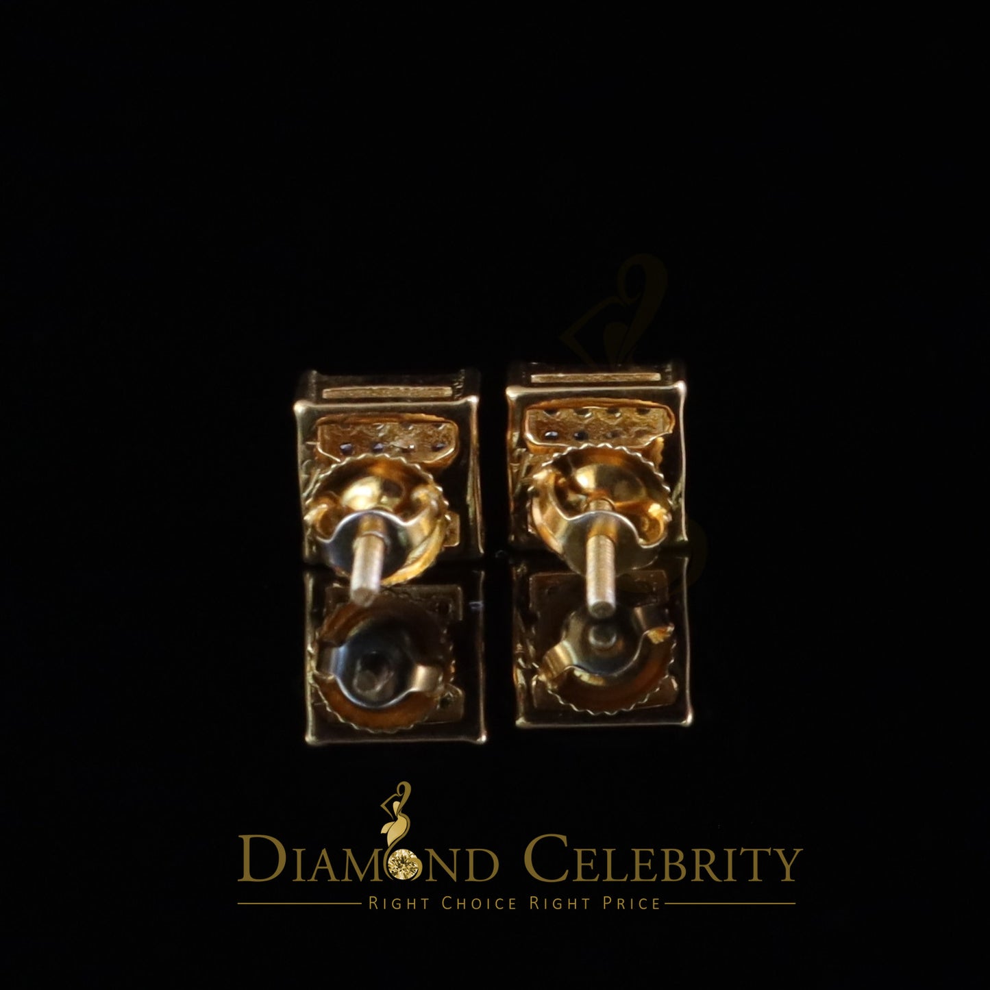 DiamondCelebritees 0.10ct Diamond Stud Earrings For Women Yellow 925 Silver Stud For Men