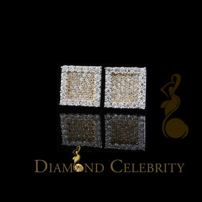Diamondcelebritees 925 White Silver 0.80ct VVS 'D' Moissanite Square Stud Earring Men's/Womens