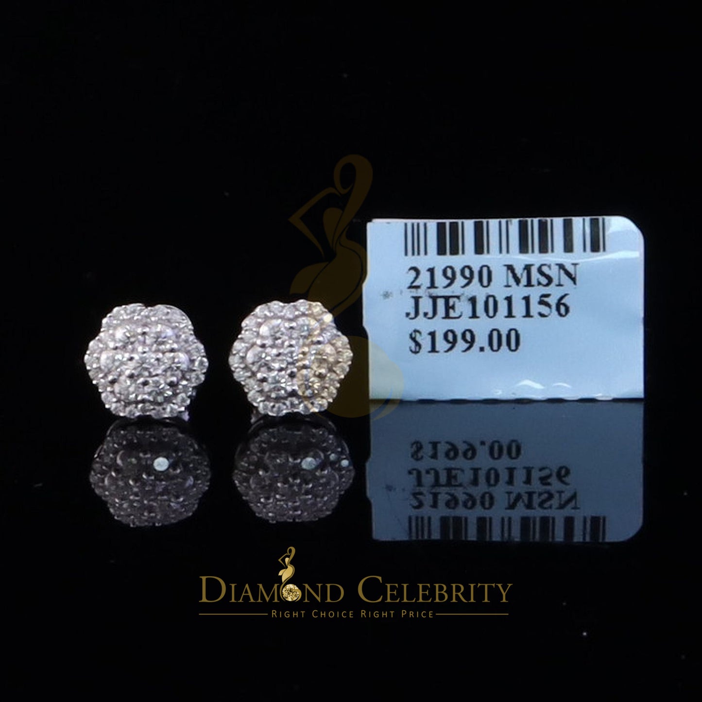 Diamondcelebritees Women's/Men's 925 Silver White 0.50ct VVS 'D' Moissanite Floral Stud Earrings