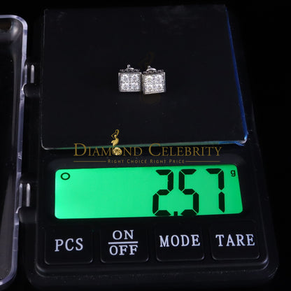 Diamondcelebritees 925 White Square Silver 1.00ct VVS 'D' Moissanite Stud Earring Men's/Womens