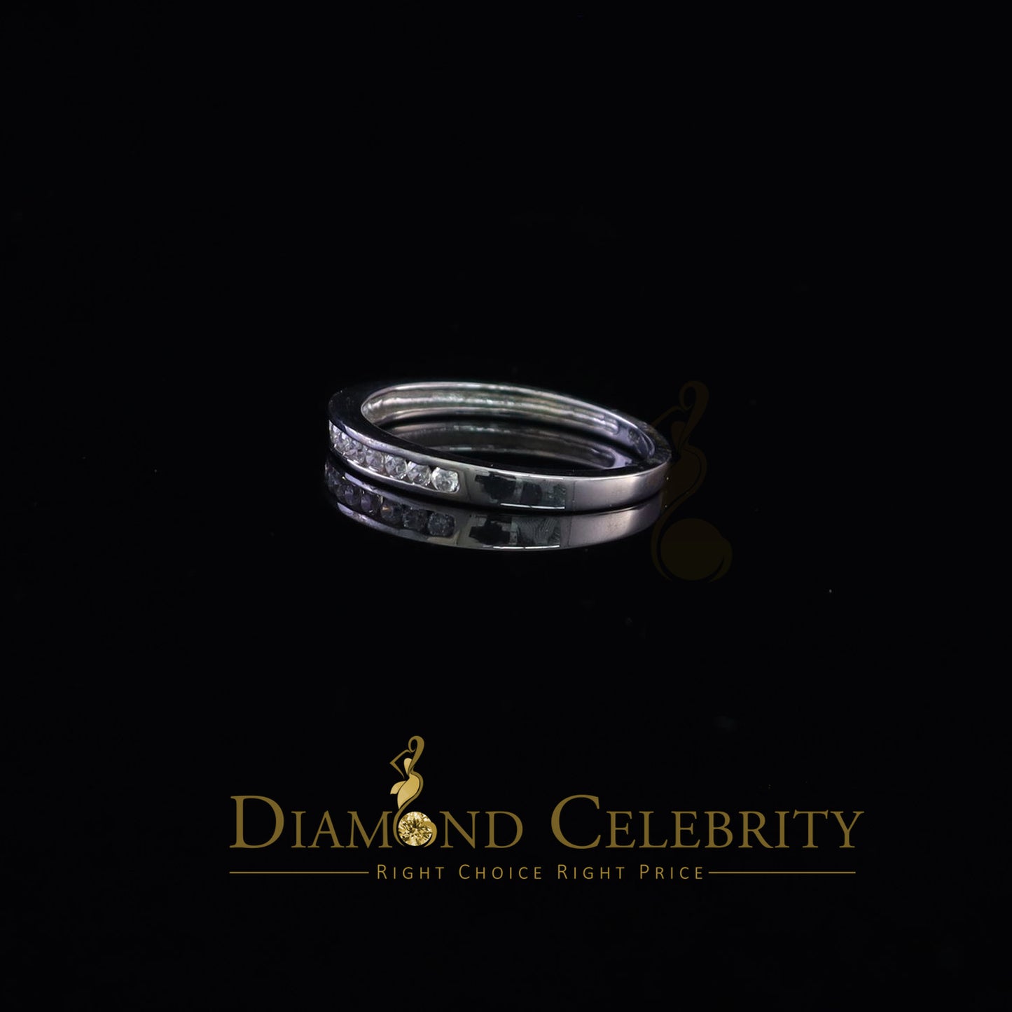 DiamondCelebritees 0.50ct Cubic Zirconia Sterling White Silver Round Engagement Women's Ring Size 7