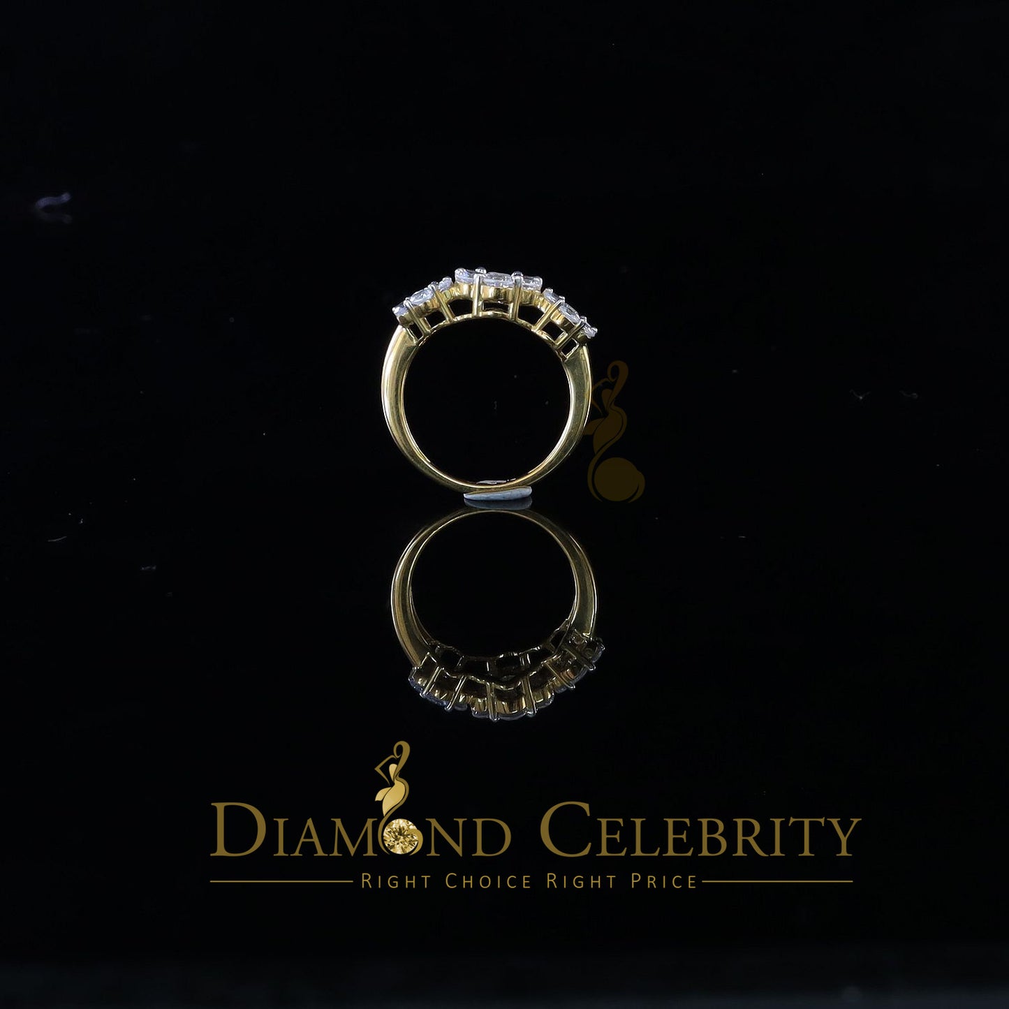 DiamondCelebritees 925Sterling Yellow Silver Floral-Shaped Cubic Zirconia 3.50ct Womens Ring SZ 7.5