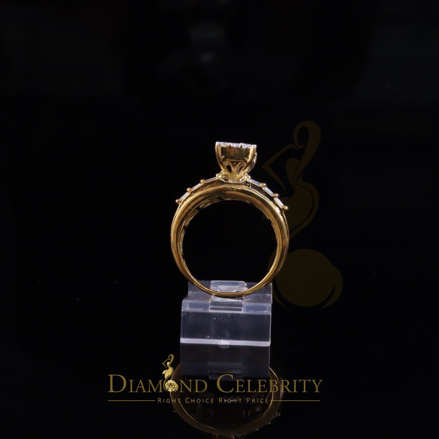 DiamondCelebritees 925 Yellow Sterling Silver Cubic Zirconia 2.80ct CinderellaWomens Ring Size 7