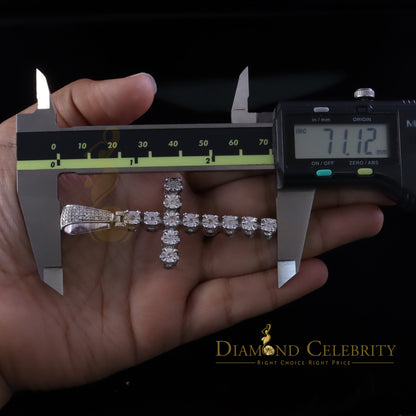 DiamondCelebritees  0.40CT Real Diamond Crystal Cross 925 Sterling Silver White Necklace Pendant
