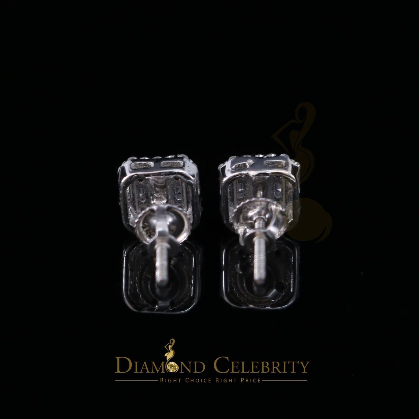 DiamondCelebritees  925 Hip Hop White Sterling Silver 0.64ct Cubic Zirconia Women's Square Earrings