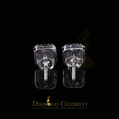 DiamondCelebritees  925 Hip Hop White Sterling Silver 0.64ct Cubic Zirconia Women's Square Earrings