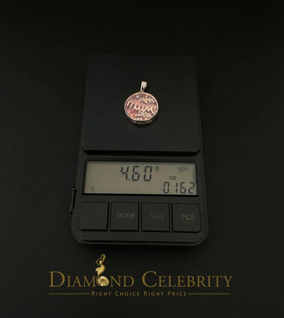 DiamondCelebritees New 925 White Sterling Silver Mom Floating flower / Beads Charm Glass CZ Pendant