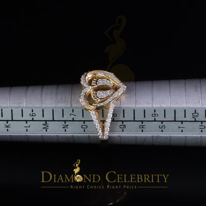 DiamondCelebritees 925 Moissanite Mom Yellow Heart Child feet 1.00ct VVS D Silver Ring Size 8 Women