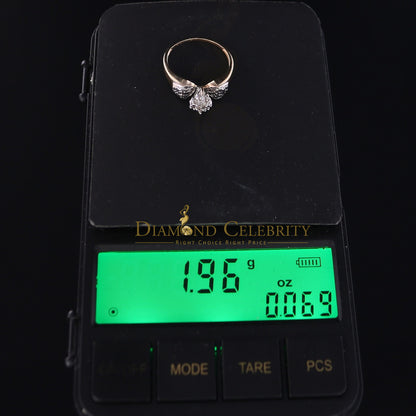 DiamondCelebritees  Real 10 kt Yellow Gold with 0.02 CT Real Diamond Flower style Ring Size 6.5