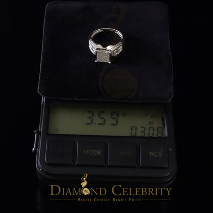 DiamondCelebritees 0.10CT Real Diamond 925 White Silver Engagement Womens Square Ring SZ 7