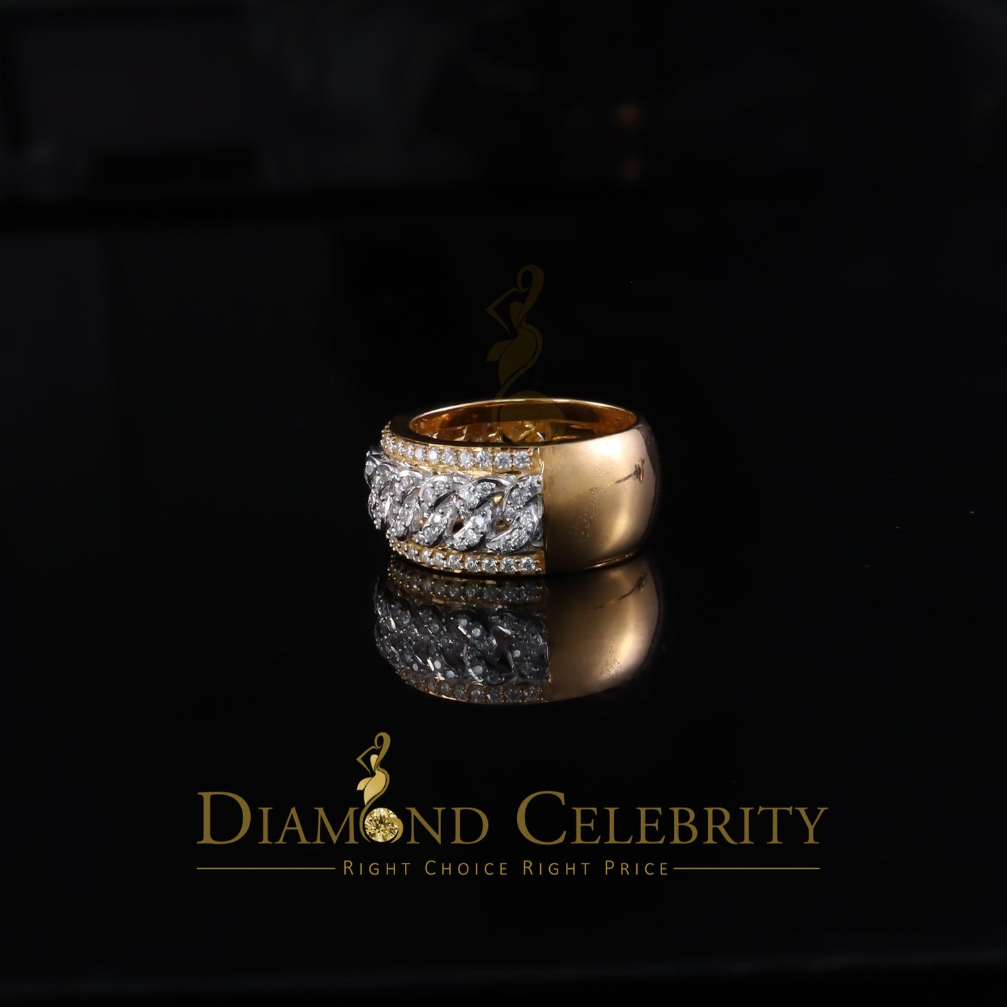 DiamondCelebritees 1.50ct VVS 'D' Silver Yellow For Men's & Women's Band Moissanite Ring Size 8