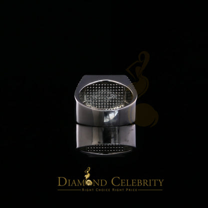 DiamondCelebritees 925 Silver White 1.70ct Cubic Zirconia Wide Square Cocktail Men's Ring Size 10
