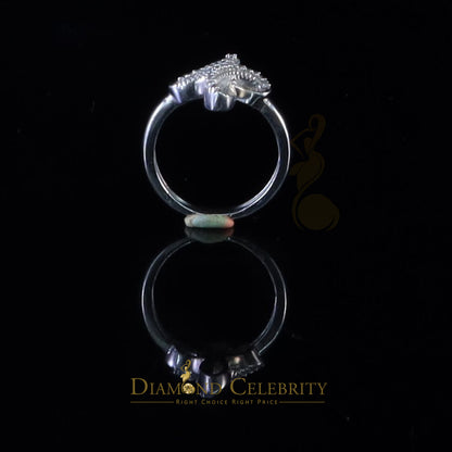 DiamondCelebritees Diamond Celbrity Cubic Zirconia 0.20ct White Silver Set Womens Cross Ring Size 7