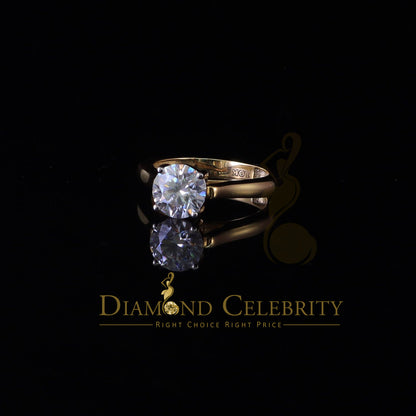 King Of Blings  10K Yellow Gold 2.00CT VVS'FL' D clr Round Solitaire Moissonite Womens Ring S/7