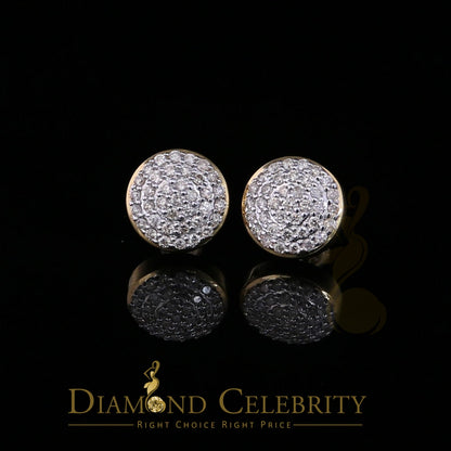 DiamondCelebritees 10K Real Yellow Gold Real Diamond 0.75CT Men's/Women's Stud Round Earring