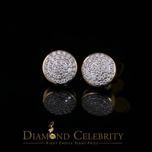 DiamondCelebritees 10K Real Yellow Gold Real Diamond 0.75CT Men's/Women's Stud Round Earring