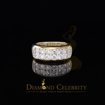 DiamondCelebritees 925 Sterling Yellow Silver With Cubic Zirconia 3.0ct Ring Men's Band Sz 10.5
