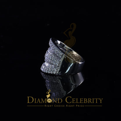 DiamondCelebritees 7.75ct Round/Baguette Cubic Zirconia Cocktail White Sterling Silver Ring Size 8