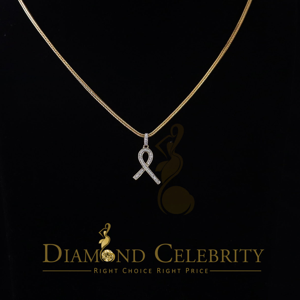 DiamondCelebritees 925 Sterling Silver Fashion Ribbon Shape Pendant Yellow 0.26ct Cubic Zirconia