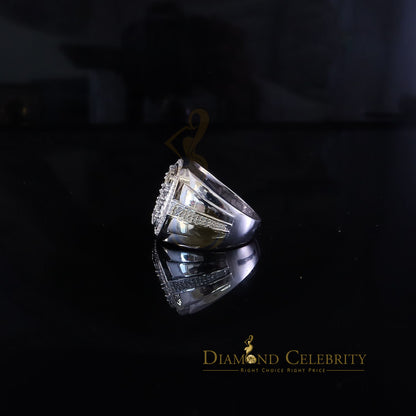 DiamondCelebritees Trendy Big Mirage set Real Diamond 0.50ct White Silver Square Mens Ring Size 10