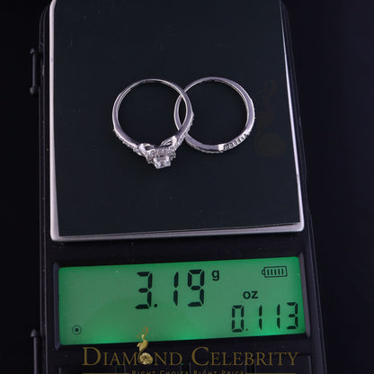 DiamondCelebritees 1.03ct Cubic Zirconia Sterling White Silver Square Bridal Womens style Ring Sz 7