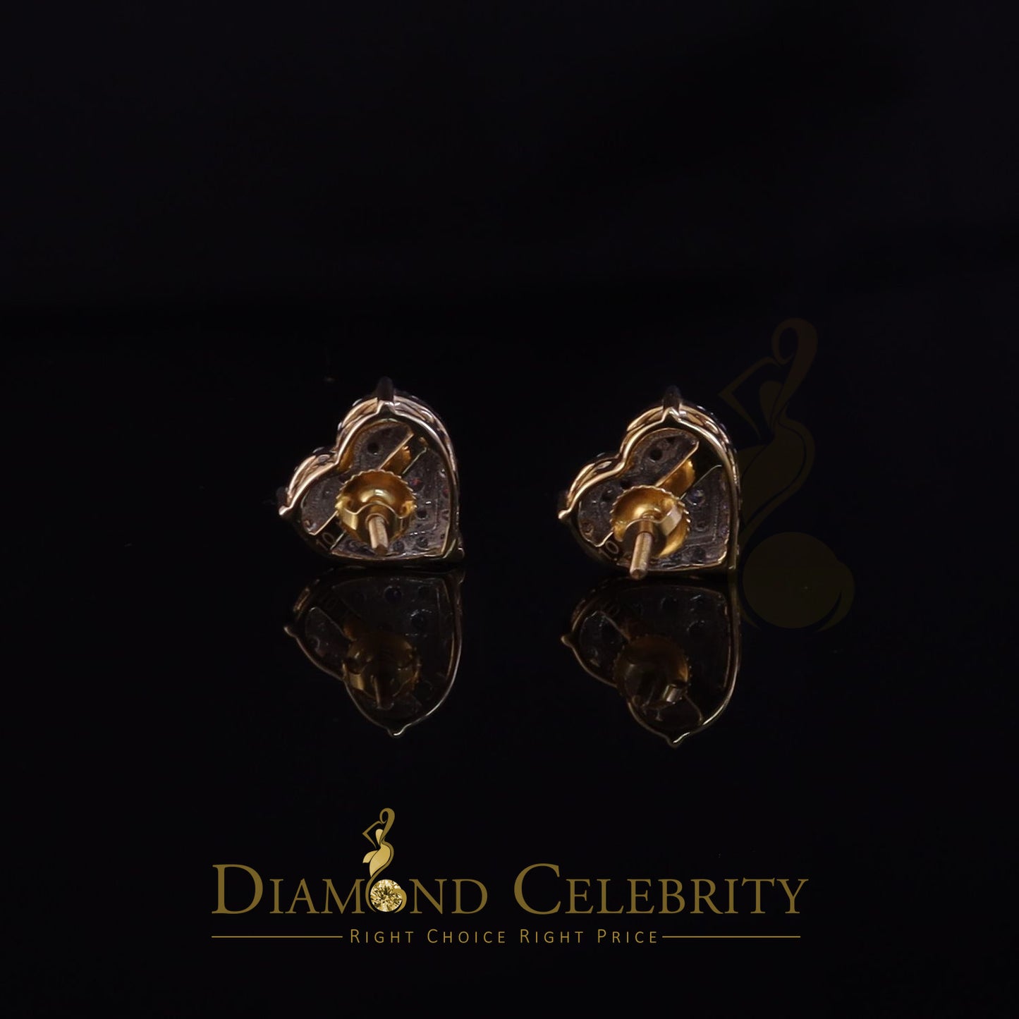DiamondCelebritees Genuine 1.10ct Vvs 'D' Color Moissanite Heart Earring 10k Real Yellow Gold
