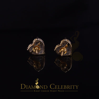 DiamondCelebritees Genuine 1.10ct Vvs 'D' Color Moissanite Heart Earring 10k Real Yellow Gold