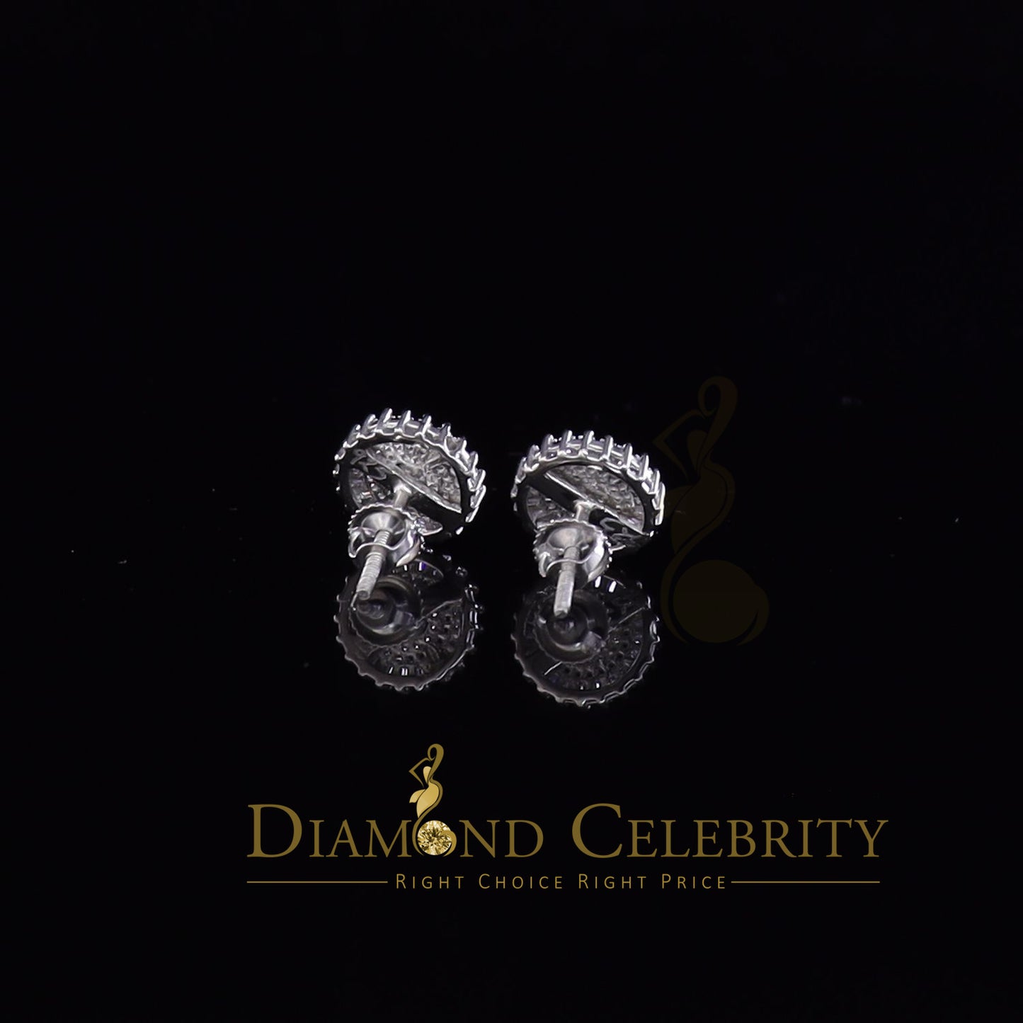 DiamondCelebritees  White 925 Sterling Silver 0.24ct Cubic Zirconia For Women & Men Round Earrings
