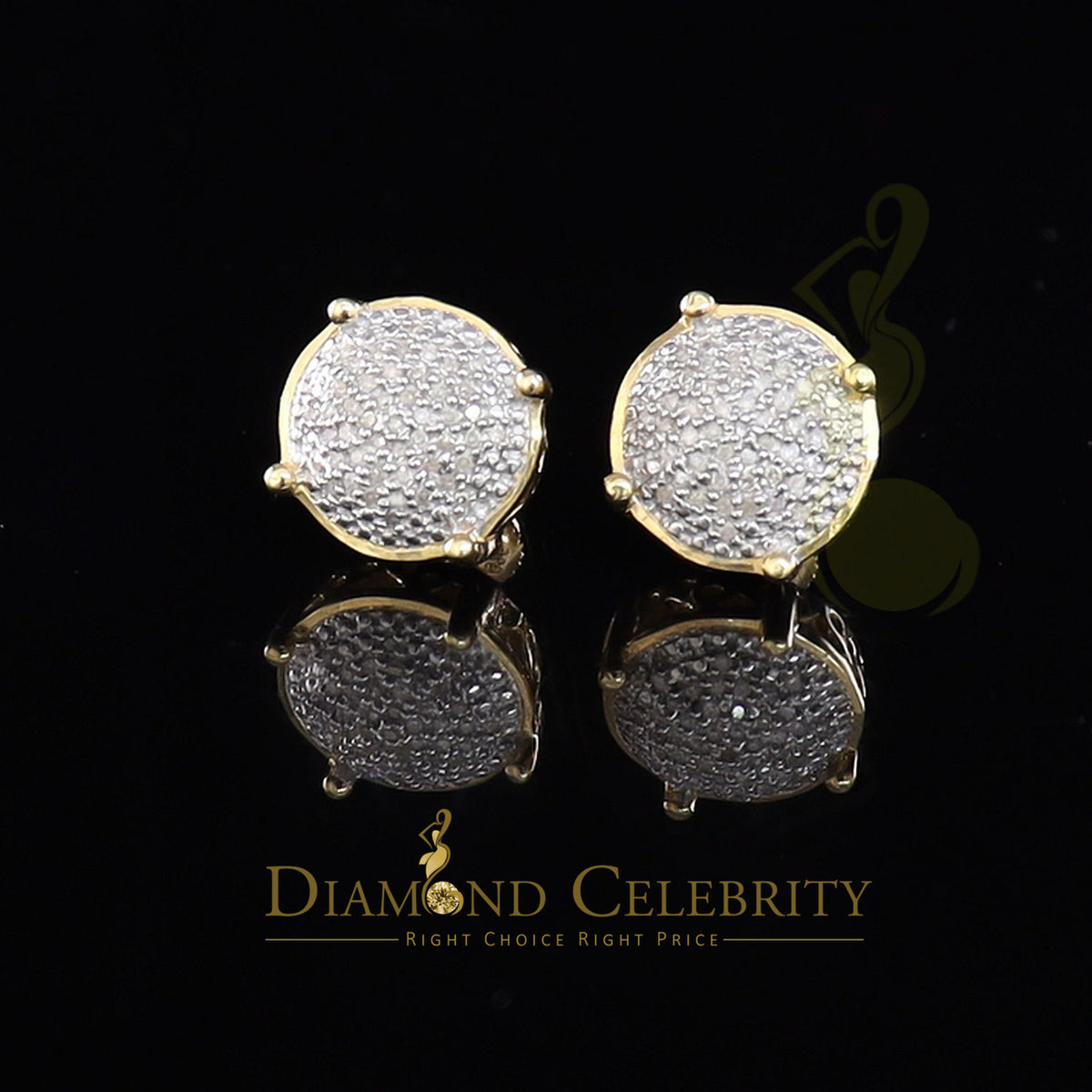 DiamondCelebritees 0.25ct Diamond 925 Sterling Silver Yellow For Men's/Women's Stud Round Earrings