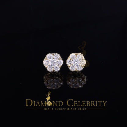 DiamondCelebritees  Round Style Earring 2.00ct Cubic Zirconia 925 Sterling Silver Yellow for He/She