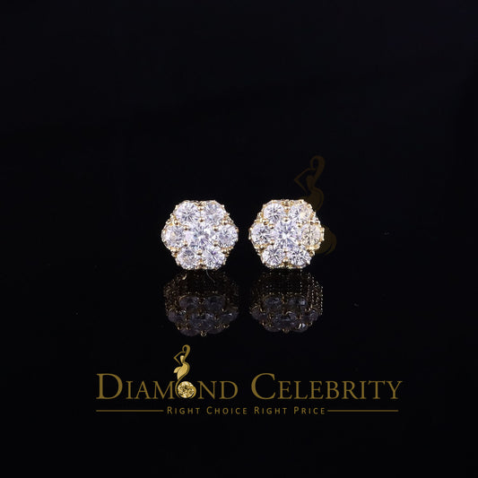 DiamondCelebritees  Round Style Earring 2.00ct Cubic Zirconia 925 Sterling Silver Yellow for He/She