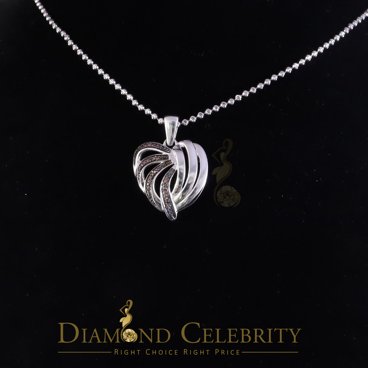 DiamondCelebritees White Heart Shape looking 925 Sterling Silver Pendant 0.22ct Cubic Zirconia