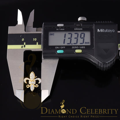 DiamondCelebritees  925 Yellow Silver Women's Fleur de Lis Screw Back 0.36ct Cubic Zirconia Earrings