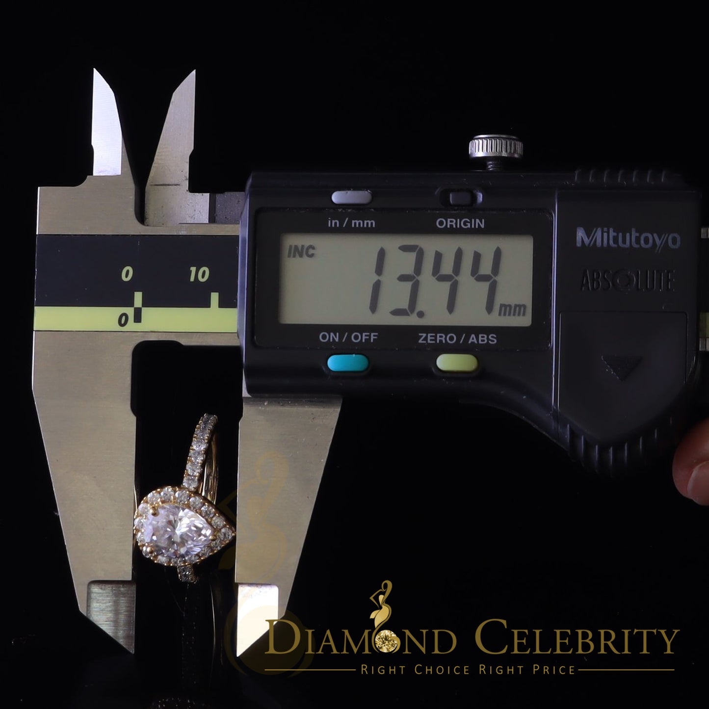 King Of Blings  10K Yellow Gold 2.50CT 'VVS' 'FL' D clr Pear Cut Moissonite Womens Ring Size 7
