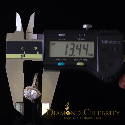 King Of Blings  10K Yellow Gold 2.50CT 'VVS' 'FL' D clr Pear Cut Moissonite Womens Ring Size 7