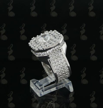 DiamondCelebritees 925 SilverJewelry White 16.0ct Cubic Zirconia Wide Octagon Men's Ring Size 9.5