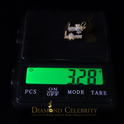 DiamondCelebritees 1.00ct Moissanite Yellow 925 Silver Women's Dangling Cross Fish Hook Earrings