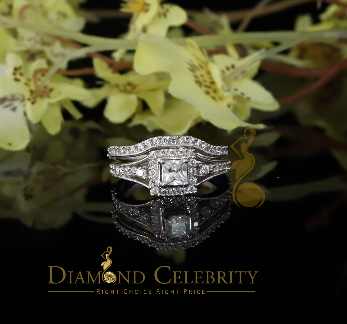 DiamondCelebritees 925 Sterling Yellow Silver 1.68ct Cubic Zirconia Square Ring Bridal Ring Size7