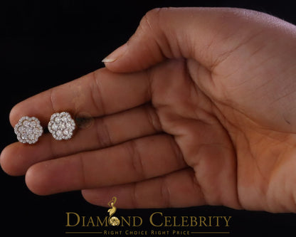 DiamondCelebritees Yellow Floral 1.50ct VVS 'D' Moissanite 925 Stud Earrings Men's/Women