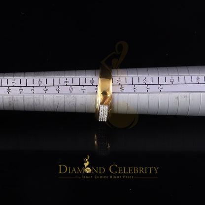 DiamondCelebritees Men's 1.25ct Cubic Zirconia Yellow Silver Round Adjustable Ring From SZ 9 to 11