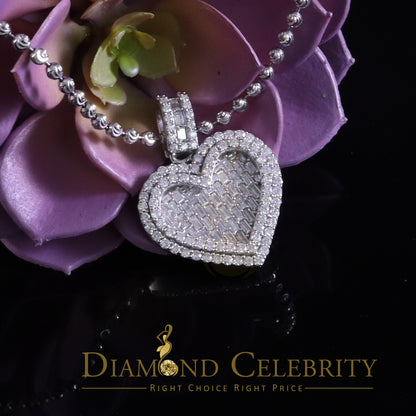 Diamondcelebritees  Silver White Heart Pendant 7.50ct VVS D Clr. Baguette Moissanite for Women's