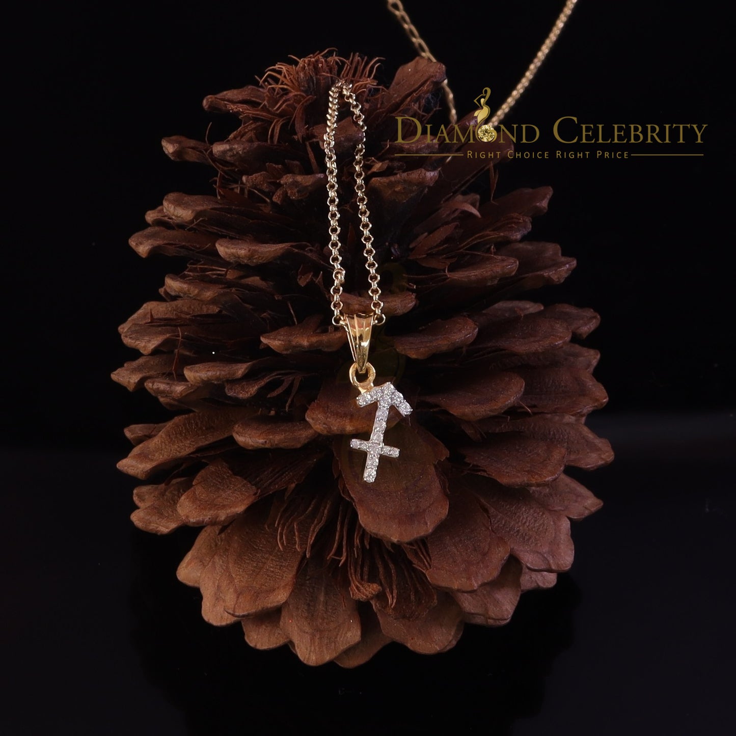DiamondCelebritees 0.34ct Cubic Zirconia Yellow Silver SAGITTARIUS-DECEMBER Pendant Men's & Women's