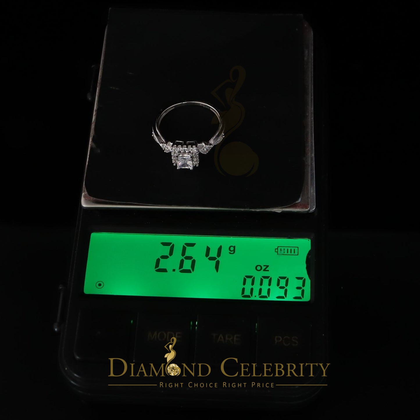 DiamondCelebritees 925 Silver White 0.75ct Square Shape Engagement CZ Women's Ring Size 7