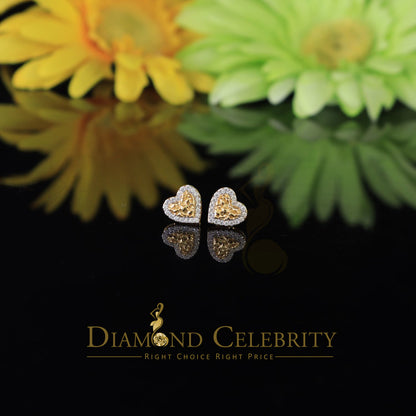 DiamondCelebritees 1.50ct Moissanite Yellow 925 Sterling Silver Women's Heart Shape Nugget Earrings